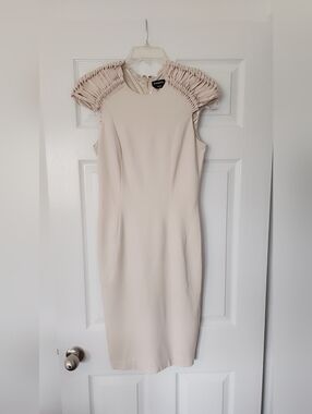 Bebe Cream Cap-Sleeve Sheath Dress